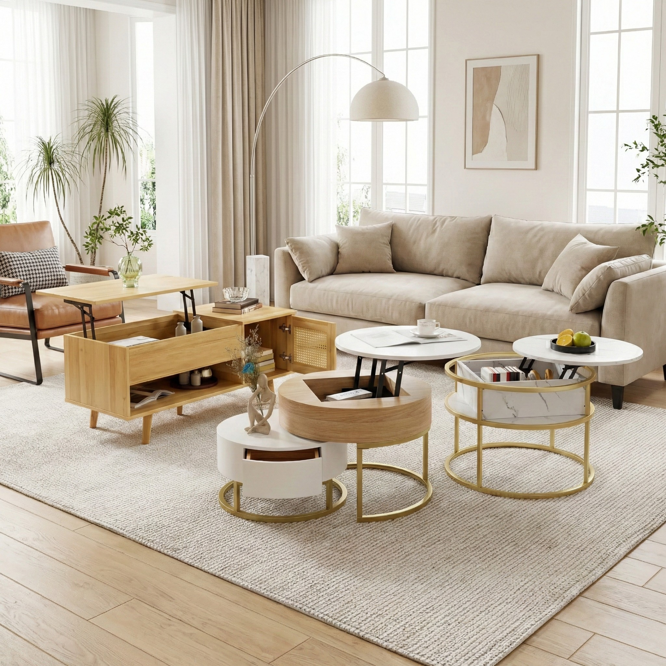 Tables basses relevable - Ronde et Bois