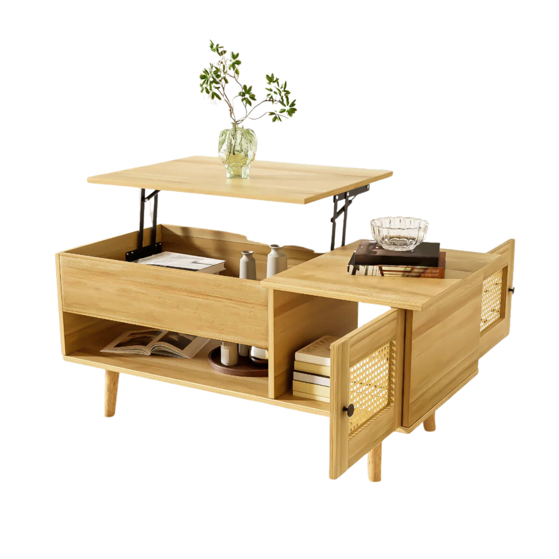 Table Basse Bois Clair avec Plateau Relevable
